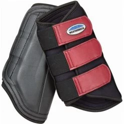 2022 Weatherbeeta Single Lock Brushing Boots 81790 - Black / Maroon Colour Black/Maroon