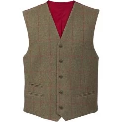 2022 Alan Paine Mens Combrook Tweed Shooting Field Waistcoat COMGLBW - Sage Colour Sage