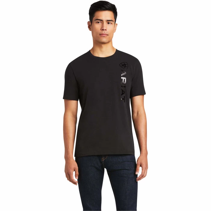 2022 Ariat Mens Short Sleeve Vertical Logo Top 10039192 - Black 3 2022 Ariat Mens Short Sleeve Vertical Logo Top 10039192 - Black