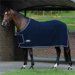 2022 Weatherbeeta Wool Show Sheet With Chest Panel Standard Neck Fleece Rug 10115800 - Navy / White