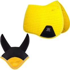 2022 Woof Wear General Purpose Saddle Cloth & Fly Veil Bundle - Sunshine Yellow