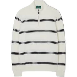 2023 Alan Paine Houghton Mock Neck Jumper 116U11 - Ecru / Dark Navy