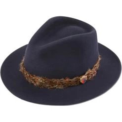 2023 Alan Paine Mens Richmond Fedora Hat RICLFEL - Navy Colour Navy