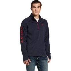 2023 Ariat Mens Tek Team 1/2 Zip Sweatshirt 10032804 - Navy Heather Colour Navy Heather