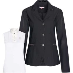2023 Imperial Riding Womens Air Mesh Brilliant Competition Blazer & Triumph Sleeveless Competition Top CBCT24 - Black / White