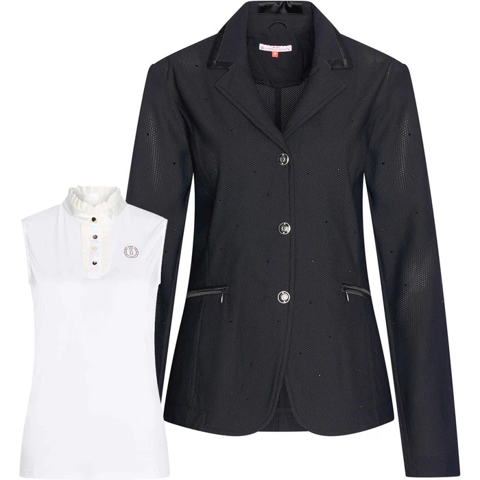 2023 Imperial Riding Womens Air Mesh Brilliant Competition Blazer & Triumph Sleeveless Competition Top CBCT24 - Black / White 3 2023 Imperial Riding Womens Air Mesh Brilliant Competition Blazer & Triumph Sleeveless Competition Top CBCT24 - Black / White