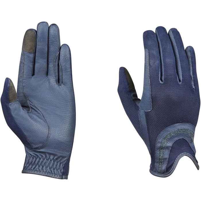 2022 Dublin Pull On Glitter Mesh Back Riding Gloves 1002962007 - Navy 3 2022 Dublin Pull On Glitter Mesh Back Riding Gloves 1002962007 - Navy
