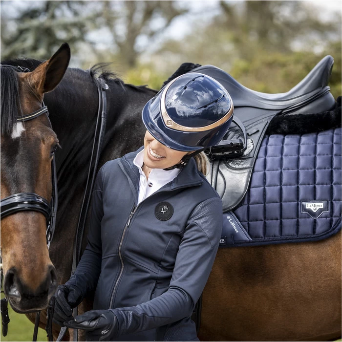 2022 Charles Owen Halo Gloss Helmet & Headband - Navy / Rose Gold 4 2022 Charles Owen Halo Gloss Helmet & Headband - Navy / Rose Gold - Image 2