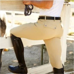 2023 Ariat Mens Tri Factor Grip Knee Patch Breech 10030543 - Tan -Equestrian Products Store 5857 10030543 lifestyle.700x700