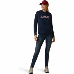2023 Ariat Womens 3D Logo 2.0 Hoodie 10043320 - Navy / Red -Equestrian Products Store 5860 10043320 full.700x700