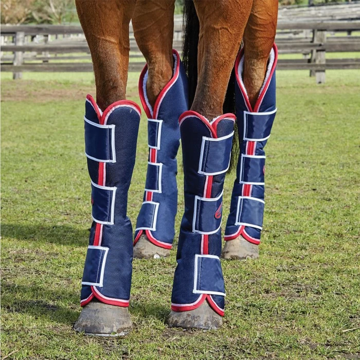 2023 Weatherbeeta Wide Tab Long Travel Boots 187112 - Navy / Red / White 4 2023 Weatherbeeta Wide Tab Long Travel Boots 187112 - Navy / Red / White - Image 2