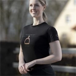2023 HKM Womens Equine Sports Style T-Shirt 13296 - Black / Rose Gold -Equestrian Products Store 6682 202320HKM20Womens20Equine20Sports20Style20T Shirt201329620 20Black2020Rose20Gold202.700x700