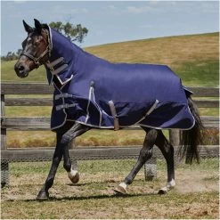 2022 Weatherbeeta Comfitec Essential Lite Combo Neck Turnout Rug - Navy / Silver Colour Navy/Silver