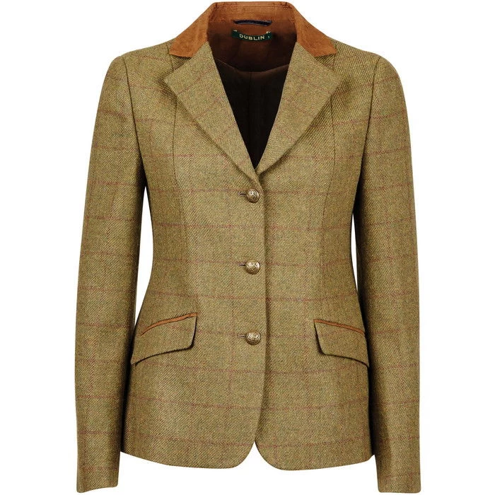 Dublin Womens Albany Tweed Suede Collar Tailored Riding Jacket - Brown 3 Dublin Womens Albany Tweed Suede Collar Tailored Riding Jacket - Brown