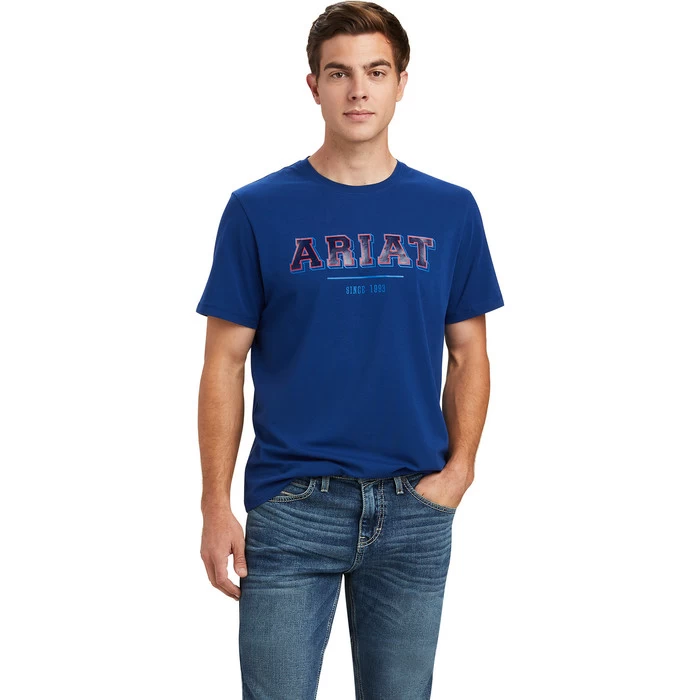 2022 Ariat Mens Varsity Short Sleeve Top 10041352 - Estate Blue 3 2022 Ariat Mens Varsity Short Sleeve Top 10041352 - Estate Blue