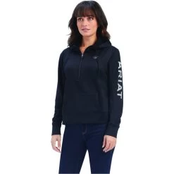 2022 Ariat Womens TEK 1/2 Zip Hoodie 10041676 - Black