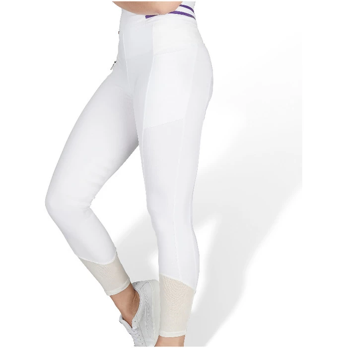 Derriere Equestrian Womens Deauville Knee Grip Leggings DDKGL2022 - White Colour White 3 Derriere Equestrian Womens Deauville Knee Grip Leggings DDKGL2022 - White Colour White