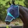 Weatherbeeta Comfitec Fine Mesh Mask With Nose - Navy / Turquoise Colour Navy/Turquoise -Equestrian Products Store Weatherbeeta Comfitec Fine Mesh Mask With Nose Navy.700x700