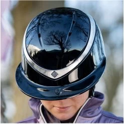 2022 Charles Owen Halo Gloss Helmet & Headband HALOGLOSSBS - Black Gloss / Platinum -Equestrian Products Store halo black gloss chloe.700x700
