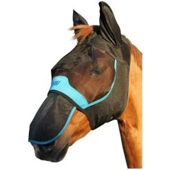 Woof Wear UV Fly Mask Without Ears - Black / Turquoise Colour Black/Turquoise -Equestrian Products Store nose20protector.700x700