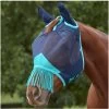 2022 Weatherbeeta Comfitec Deluxe Fine Mesh Mask With Ears And Tassels 1009577012 - Navy / Turquoise